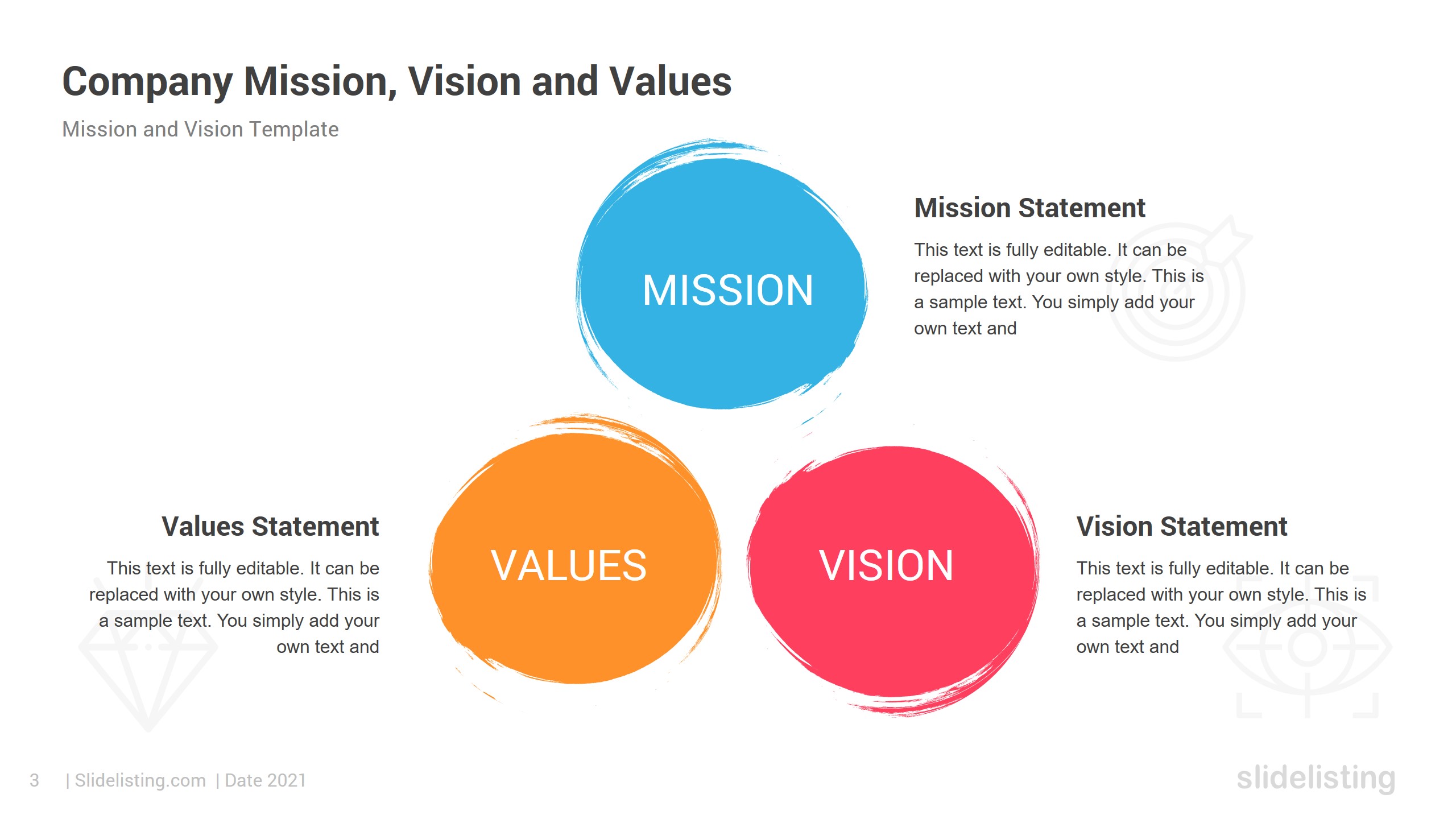 Mission and Vision PowerPoint Diagrams Template, Presentation Templates