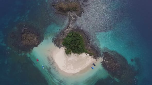 Idyllic Paradise Virgin Unspoiled Tropical Island Aerial drone View