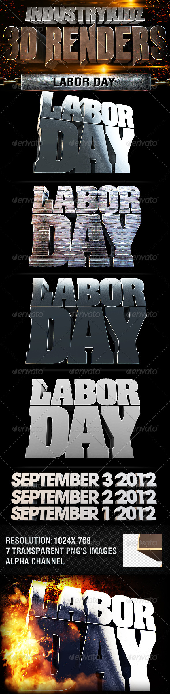 Labor Day 3d Renders - Text 3D Renders