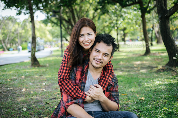 Romantic Young Couple Sitting Garden Stock Photo 1064316434 | Shutterstock