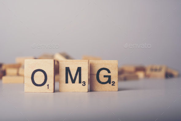 OMG wooden tile font  concept - Stock Photo - Images
