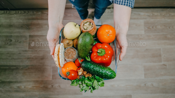 Whole Foods, Plant based diet ingredients in eco friendly zero waste packaging. Fresh raw food - Stock Photo - Images