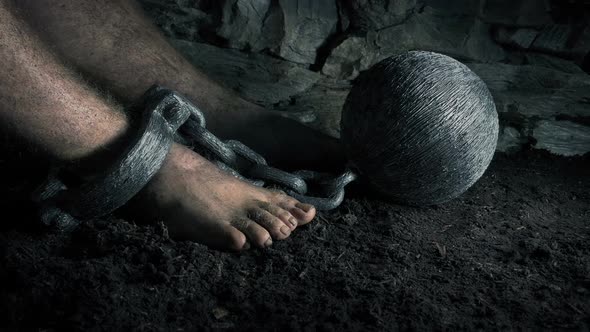 Prisoner Sitting With Ball And Chain alt