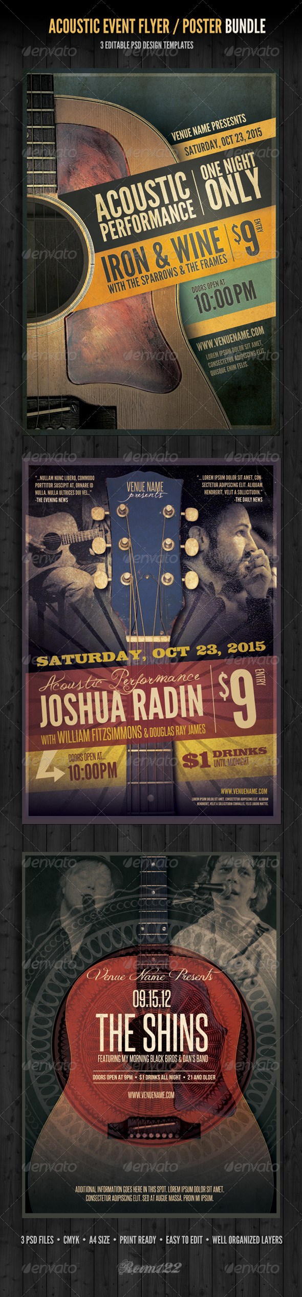 Acoustic Event Flyer/Poster Template Bundle - Concerts Events