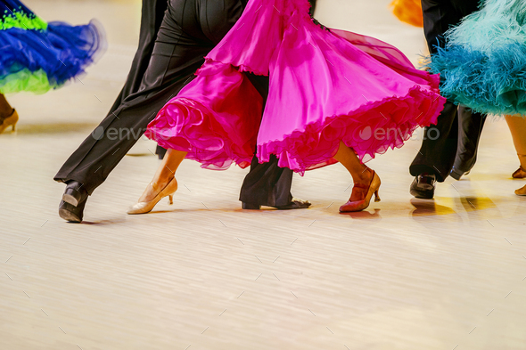 multicolored ball gowns for women dancers Stock Photo by sportpoint74