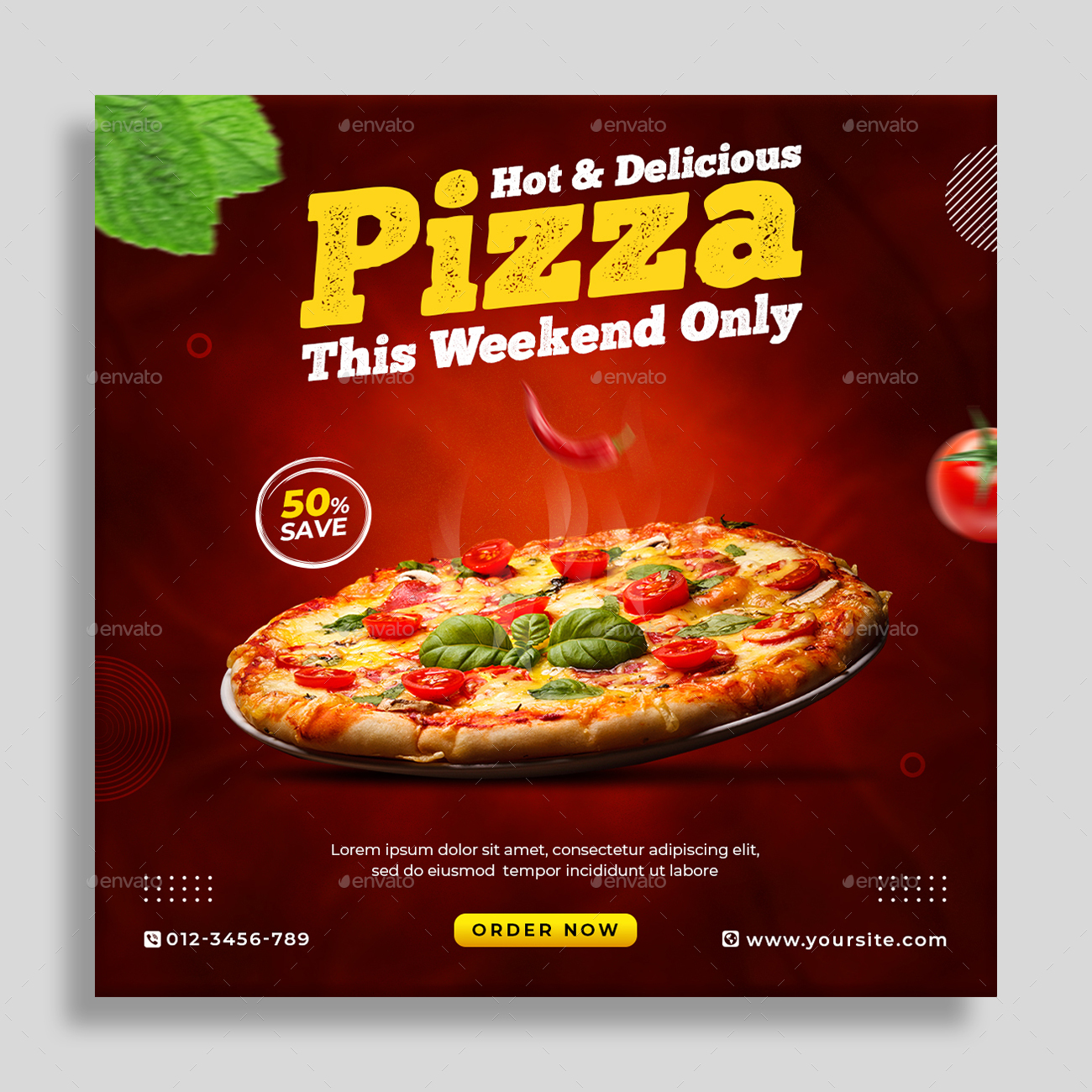 Fast Food Instagram Post Template, Web Elements 