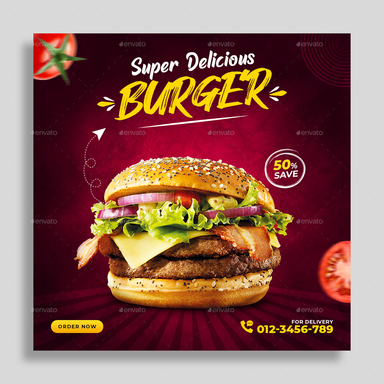 Fast Food Instagram Post Template, Web Elements | GraphicRiver