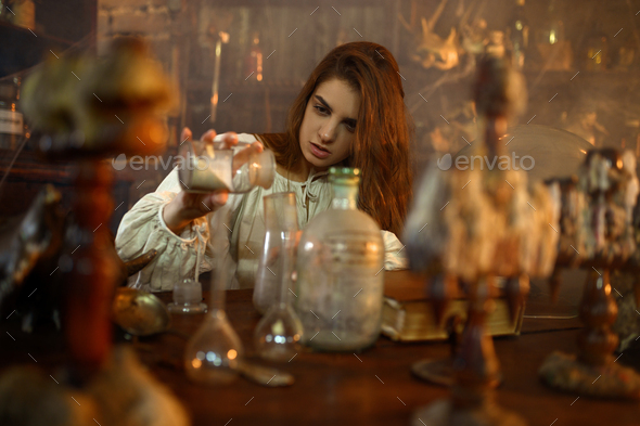Demonic woman mixes potions, demons casting out