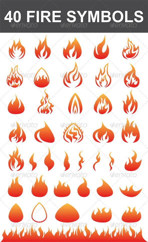 40 Fire Symbols - Decorative Vectors
