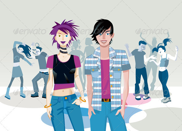 Teenage Alternative Couple In A Party - People Characters