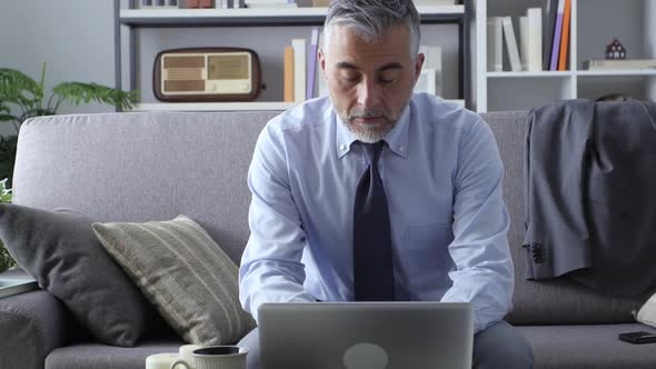 Businessman working at home