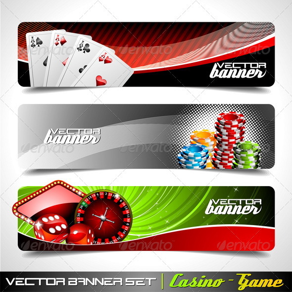 Vector Banner Set on a Casino Theme - Web Elements Vectors