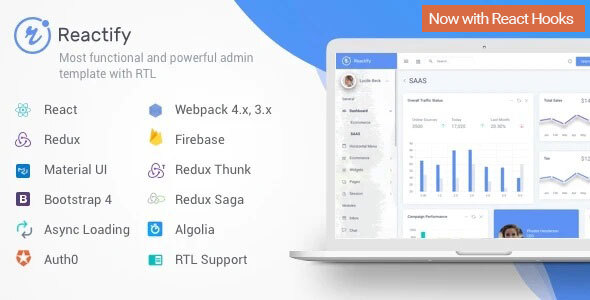 Excellent Reactify - React Redux Material BootStrap 4 + Laravel Admin Template