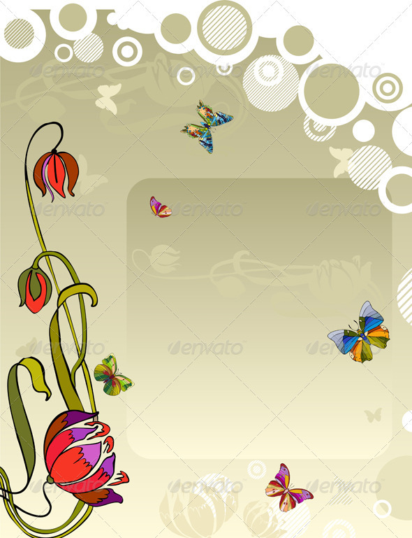 Vector Background Flower Butterfly - Backgrounds Decorative