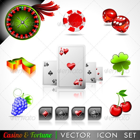Vector icon collection on a casino and fortune the - Objects Vectors