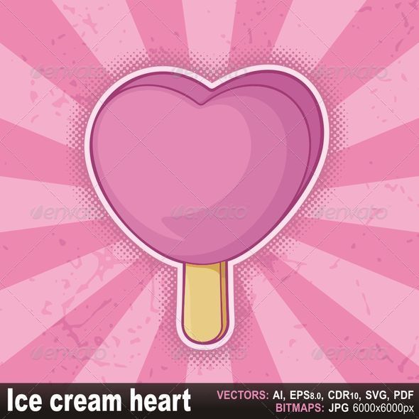 Heart shaped pink ice cream stick - Food Objects