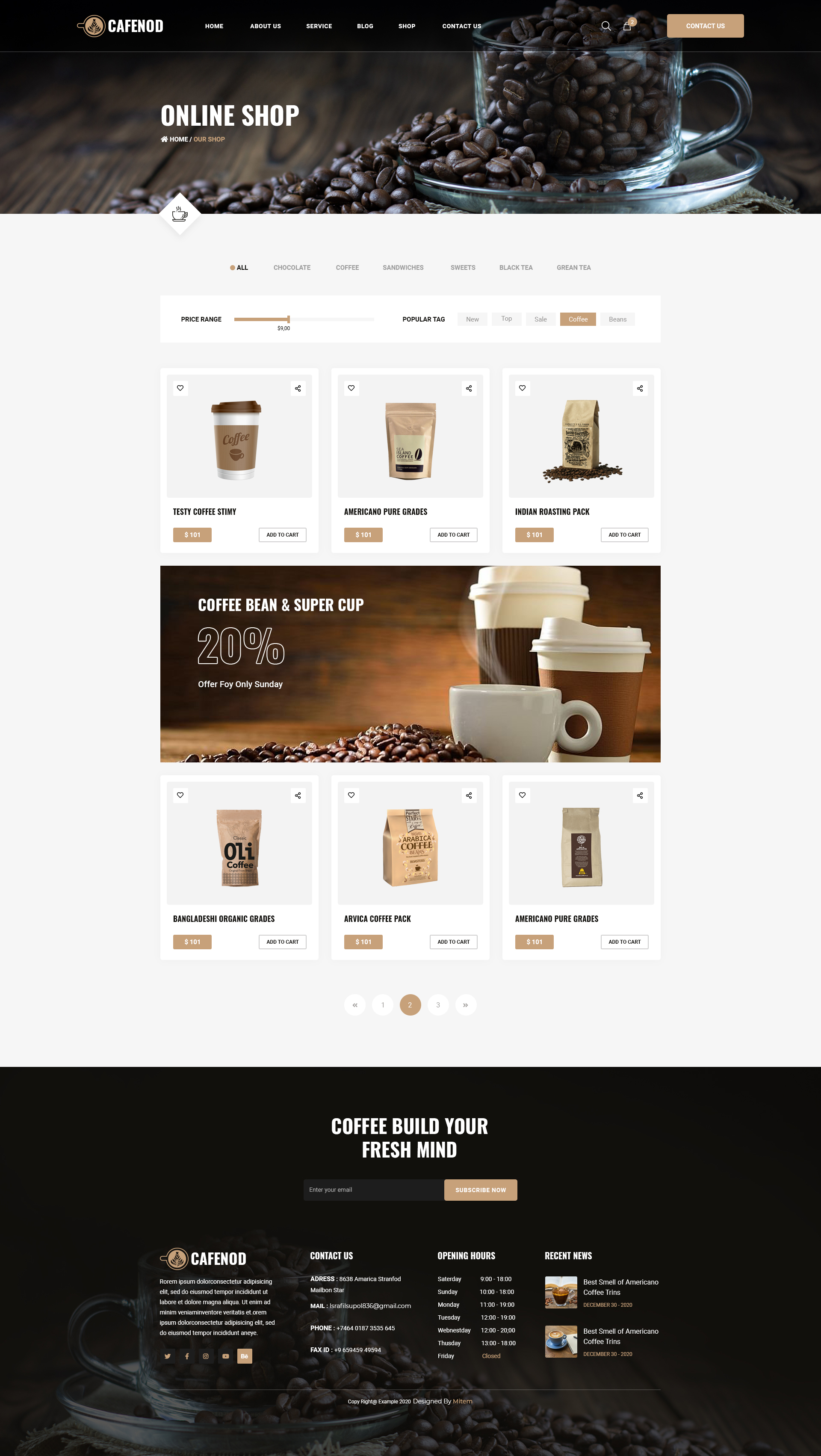 Cafenod - Coffee Shop PSD Template by XpressRow | ThemeForest