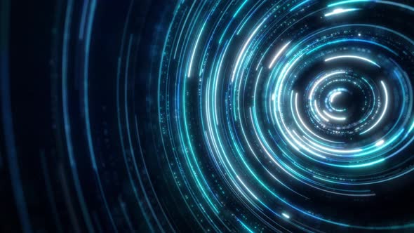Blue Neon Circles Abstract Futuristic Hi-tech Motion Background