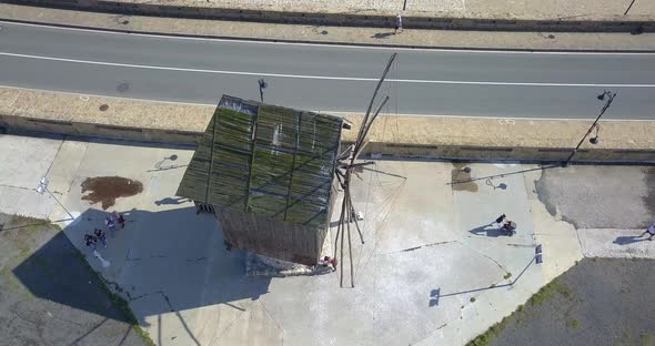 Drone Circling Timelaps Video of the Nesebar Windmill