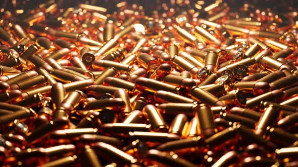 Seamless looping animation of shiny bullets. Munition depot. The ammo dump. alt