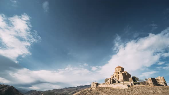 Mtskheta, Georgia. Jvari, Georgian Orthodox Monastery, World Heritage By UNESCO. Beautiful Autumn alt