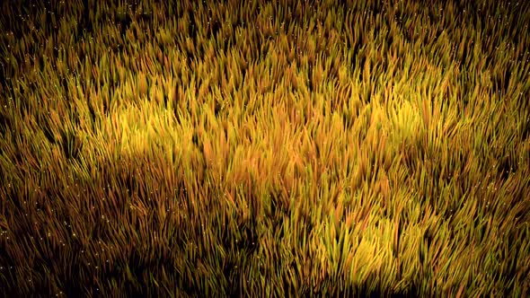 Bright yellow lines waver like grass in 3d alt