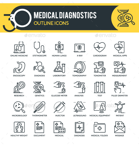 Medical Diagnostics Outline Icons