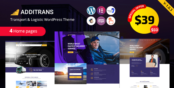 Free download Additrans - Transport and Logistics WordPress Theme