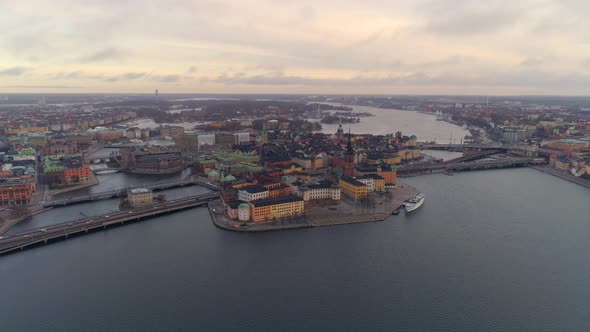 Aerial Helicopter View of Stockholm