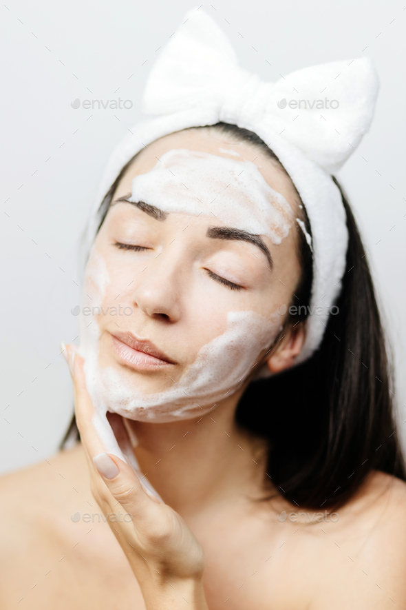 Facial Cleanser woman face close up