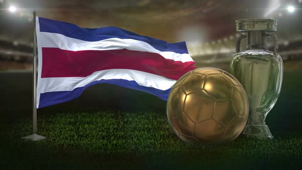 Costa Rica Flag With Football And Cup Background Loop alt