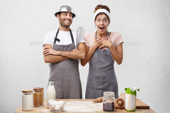 Surprised female cooker not believing that she won culinary competition ...