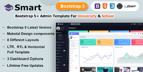 Smart – Bootstrap 5 Admin Dashboard Template for University, School & Colleges