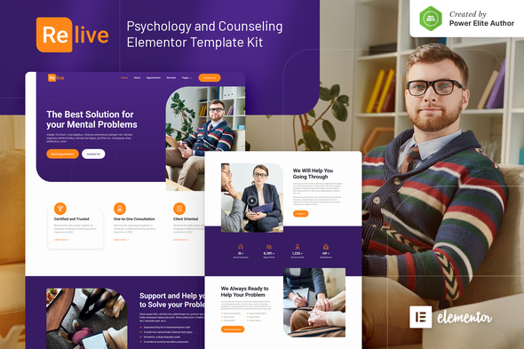 Relive - Psychology & Counseling Elementor Template Kit