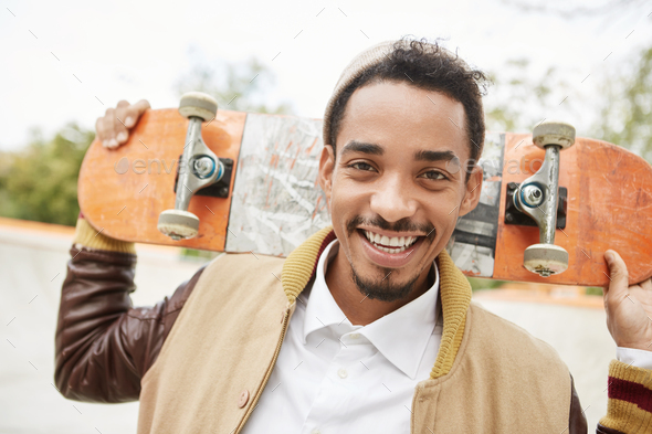 Happy Young Male Skateboarder Being Delightful After Spending Morning 