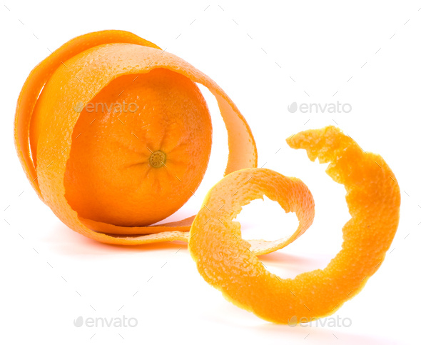 Orange with double skin layer isolated on white background. Safeguard and safety concept.
