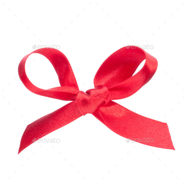 Festive  red gift  bow - Stock Photo - Images
