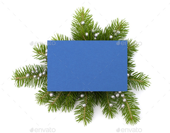 Christmas decoration with greeting card - Stock Photo - Images