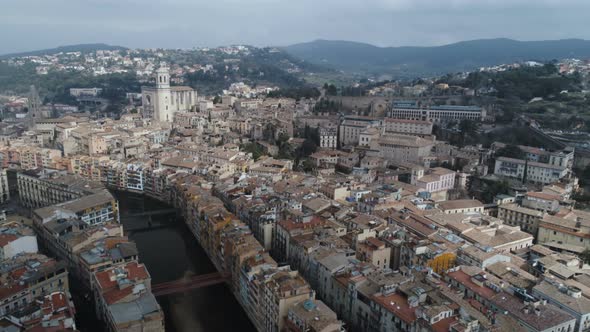 Aerial View of Girona City Center