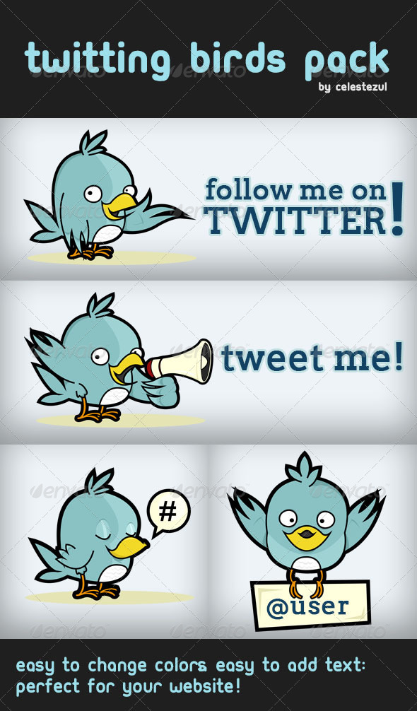 Twitting Birds Pack - Characters Vectors