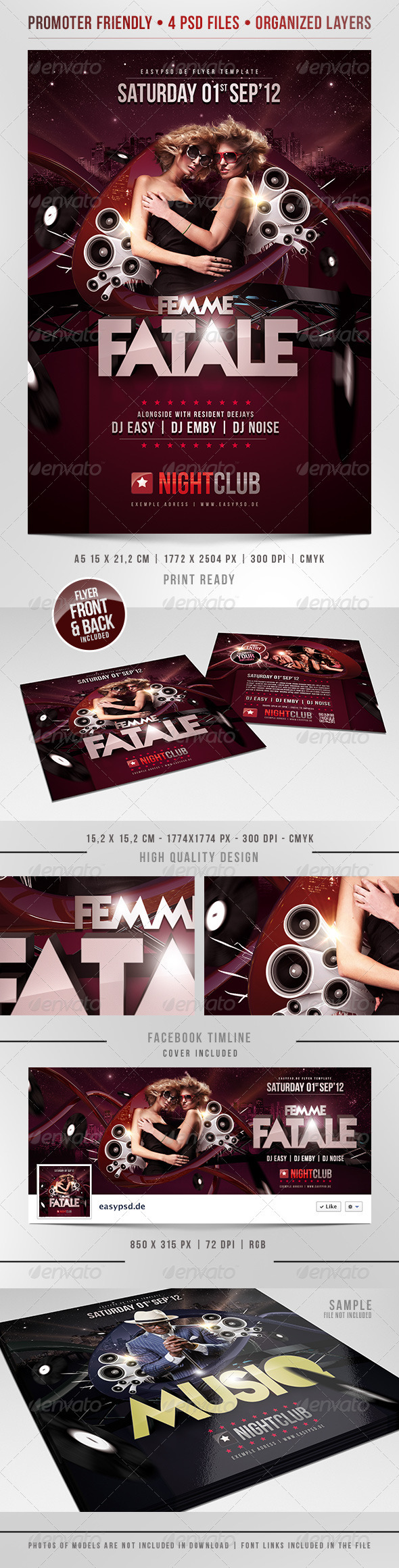 Femme Fatale Flyer Template - Clubs & Parties Events