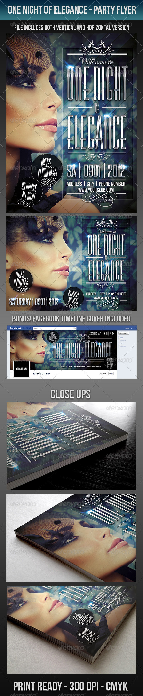 One Night Of Elegance Party Flyer - Clubs & Parties Events
