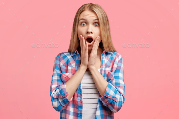 Photo Of Surprised Stunned Attractive Female Model Keeps Mouth Widely ...