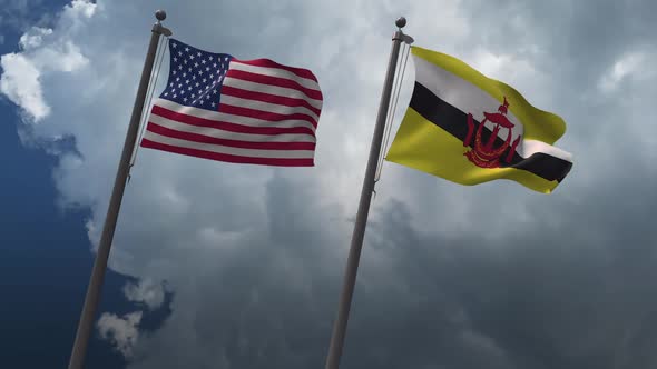 Waving Flags Of The United States And Brunei 2K alt