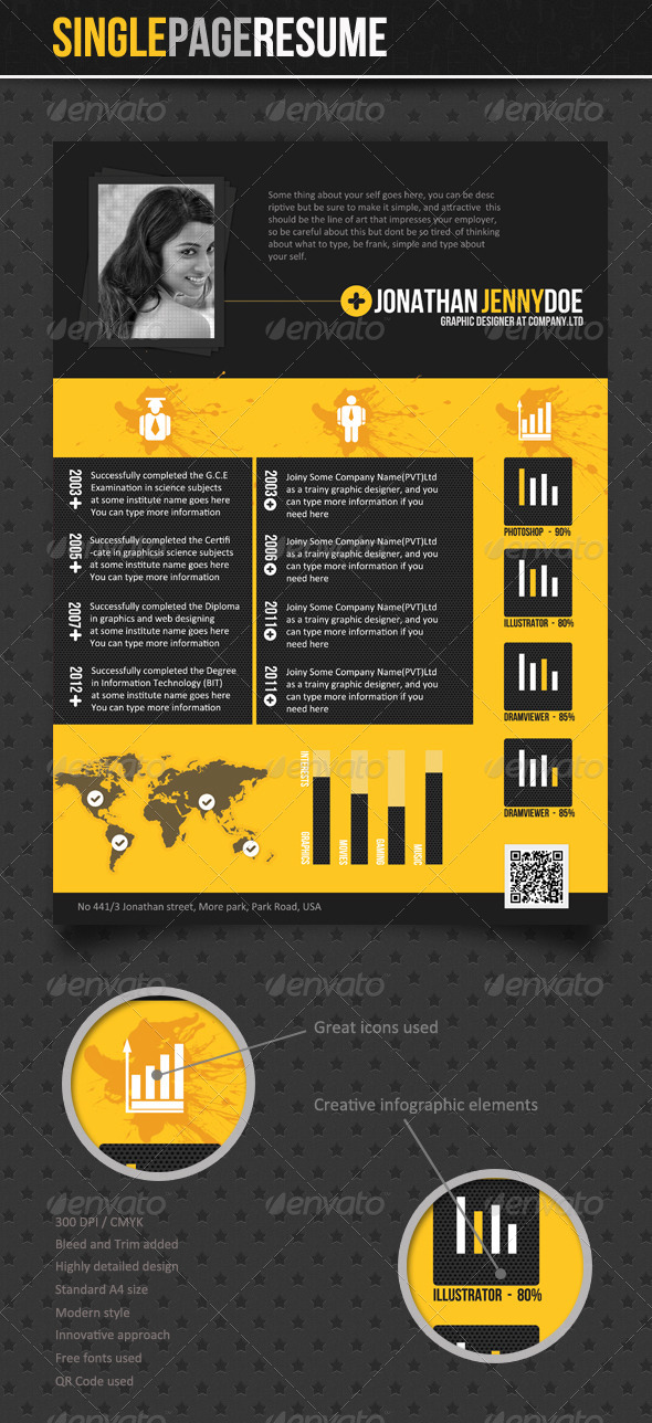 Stylish - Single Page Resume - Resumes Stationery