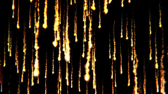 Animation of fire rain. Night volcano eruption. Shining particles sparkles. alt