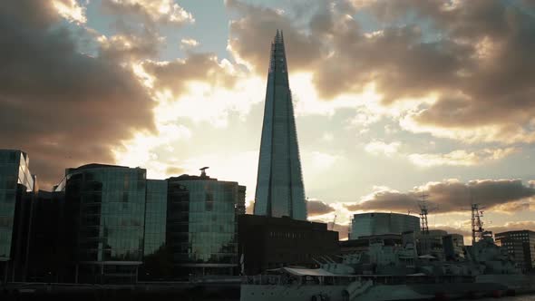 Exterior of The Shard at sunset
