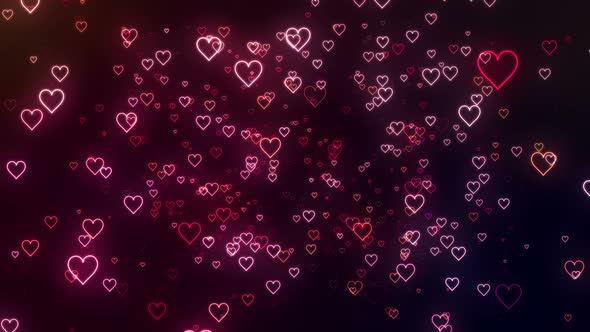 Glowing Romantic Hearts of Love
