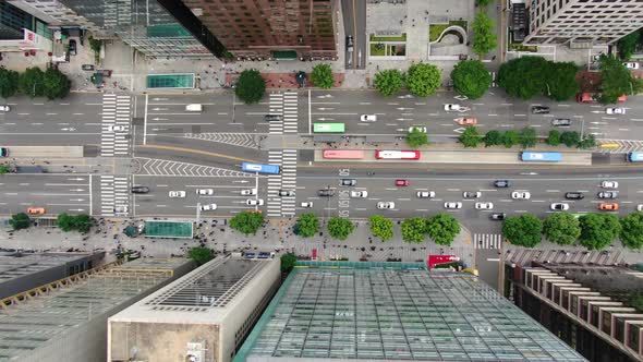 City Road Traffic Aerial View