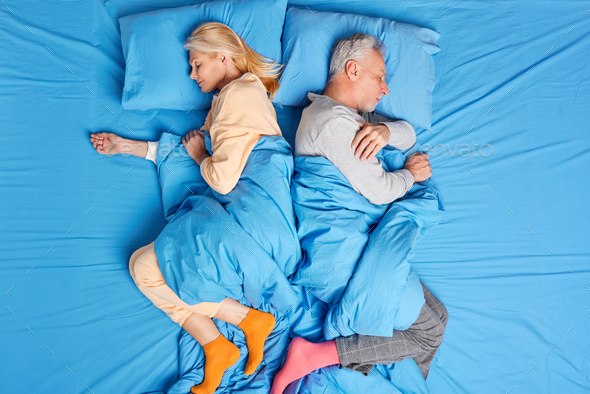 Night poses sleep couple lying in cozy bed Vector Image